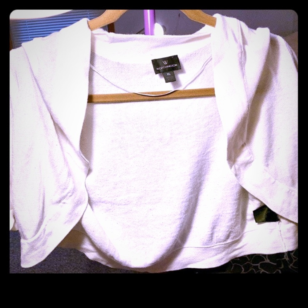 Worthington White Cropped Cardigan